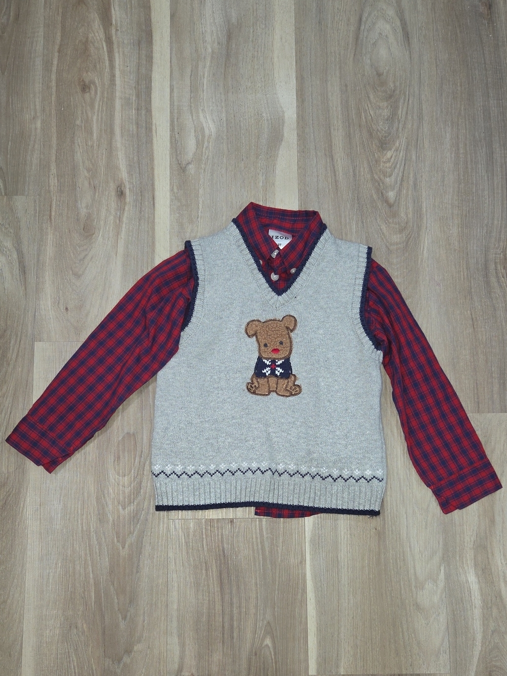 •Izod• Toddler Boy Vest And Button Down Combo Top